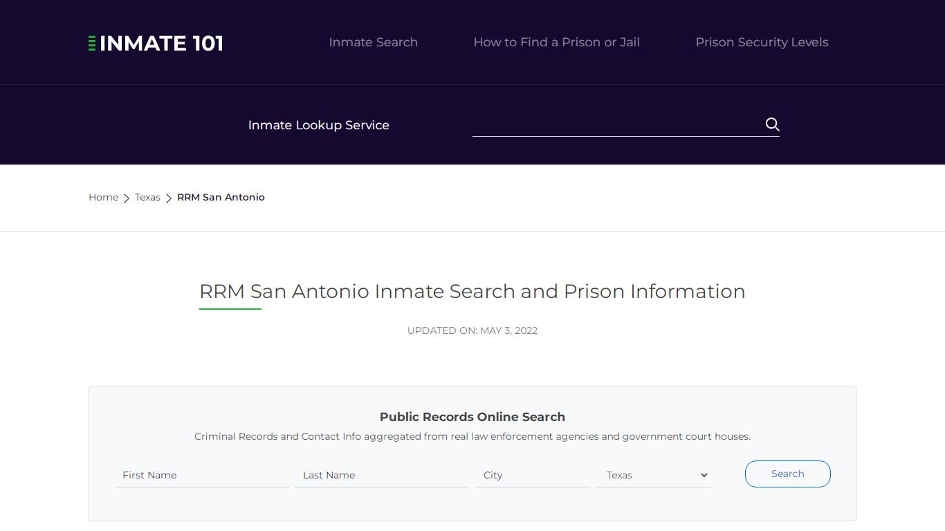 RRM San Antonio Inmate Search | Lookup | Roster