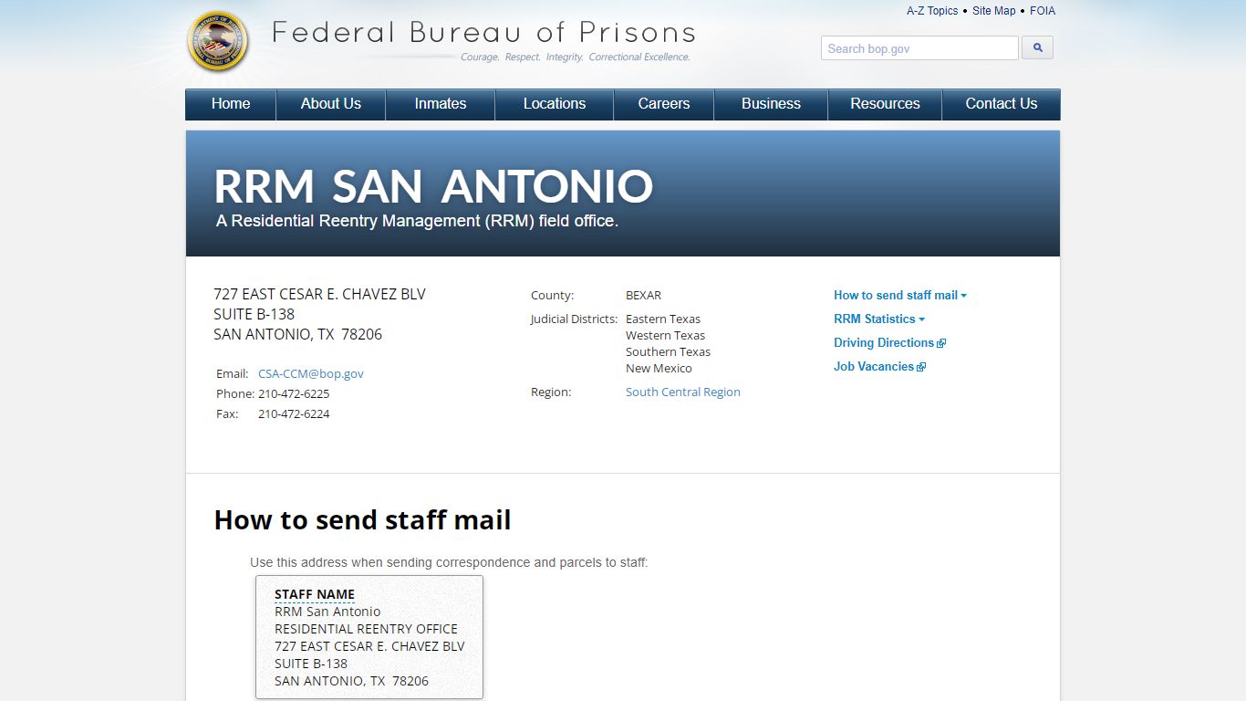 RRM San Antonio - Federal Bureau of Prisons